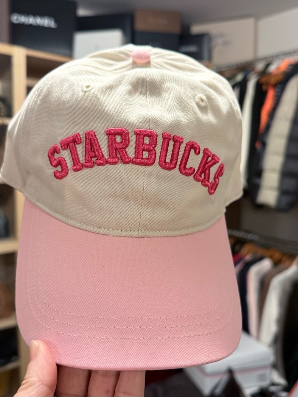 Starbucks  Pink & Cream Baseball Hat with Hot Pink Embroidery 💯 authentic